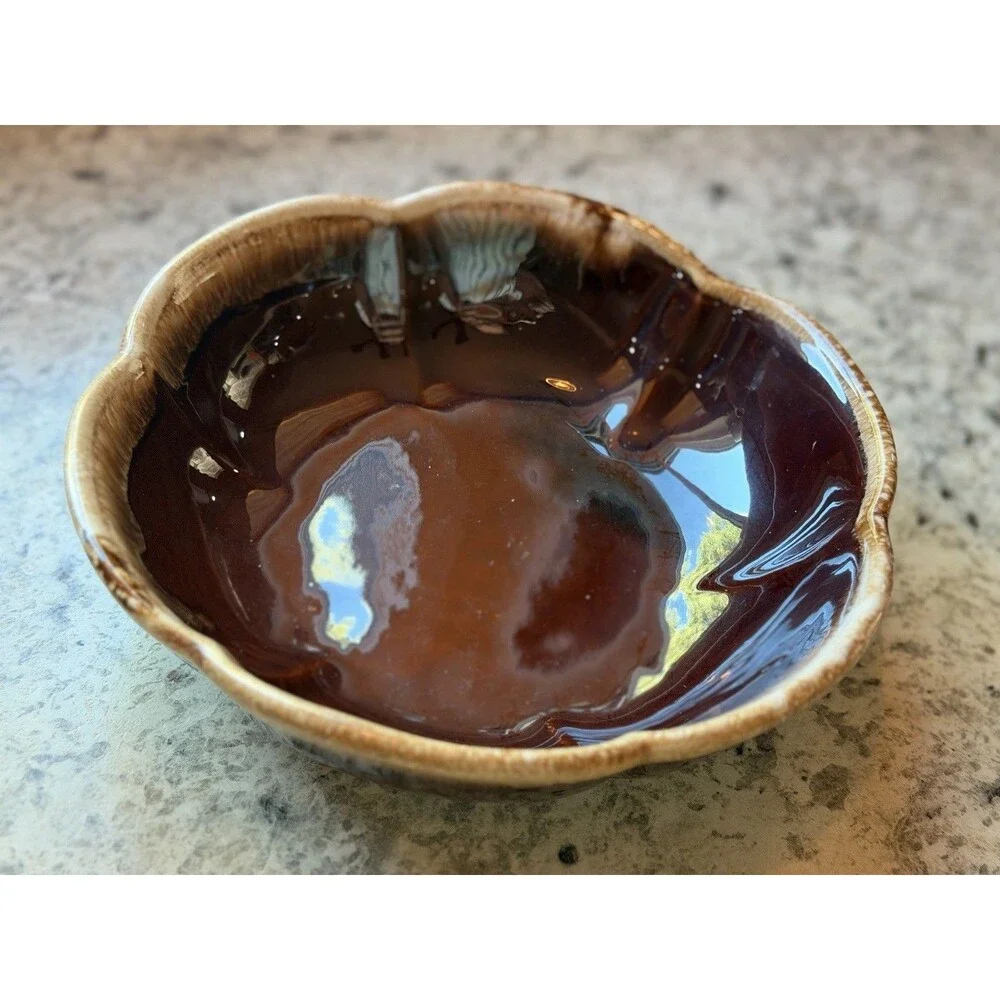 Vintage McCoy Brown Drip Pottery Creamer & Underplate Set 7528 USA